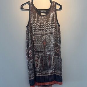 Max Studio Black and Brown Patterned Mini Dress